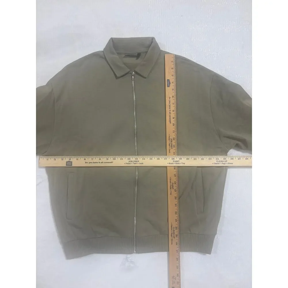 ASOS DESIGN Olive Green Zip Jacket Minimalist Utility Bomber‎ Mens L Normcore